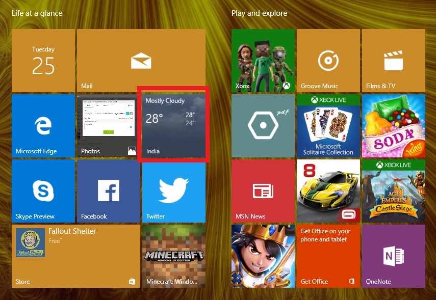 start menu