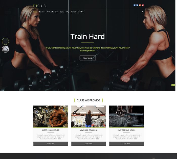 Free sports & fitness WordPress themes #1: FitClub