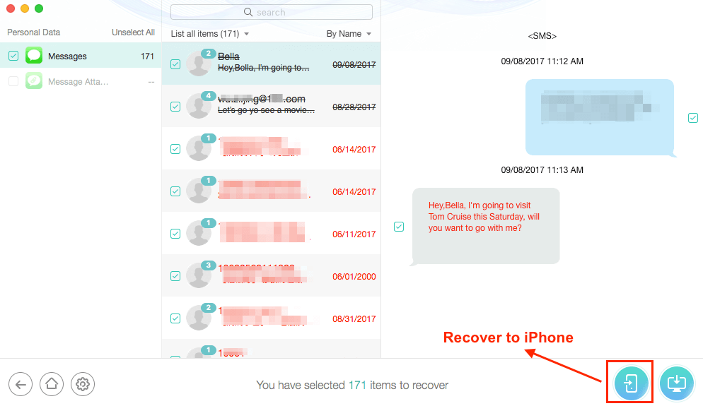Recover Lost Messages After iOS 13/12.4.1/12 Update from iTunes - Step 3