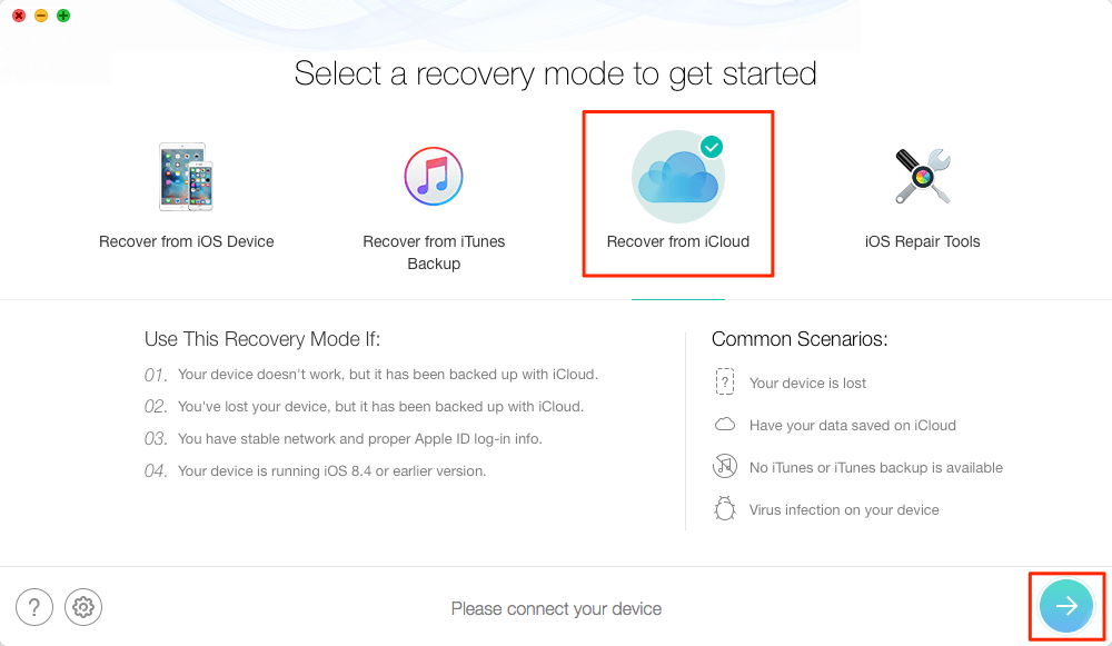 Recover Lost Messages After iOS 13/12.4.1/12 Update from iCloud - Step 1