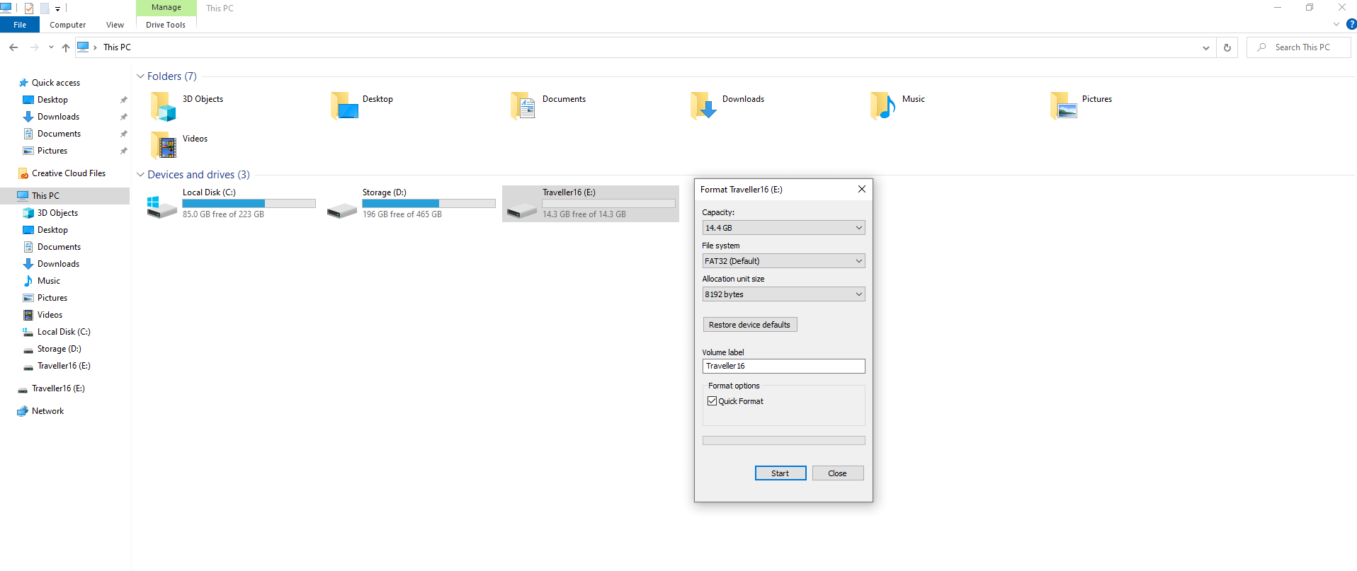 Windows USB Device Format