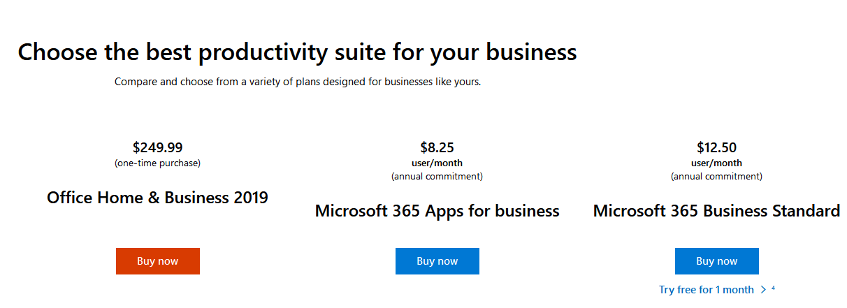 Microsoft Office 2019 Pricing