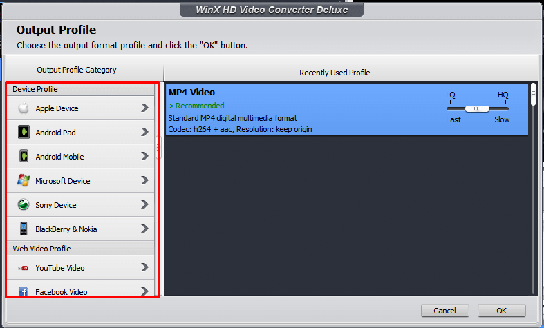 Devices in Output Profile