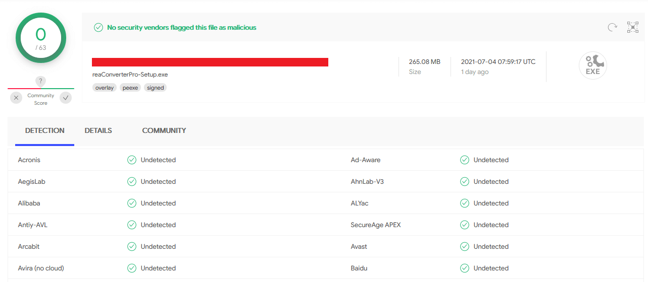 reaConverter Threat Scan Results