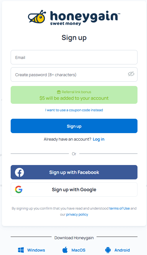 HoneyGain Registration - 2