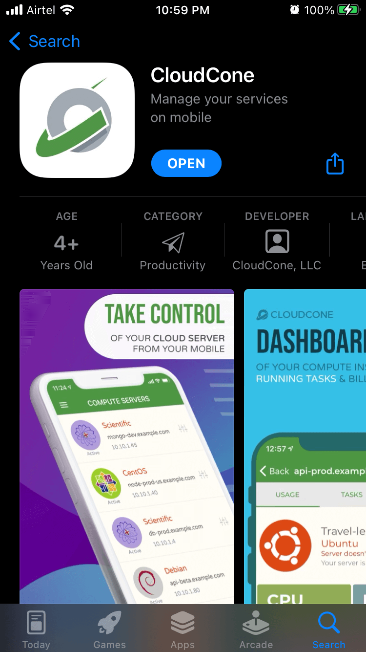 CloudCone iOS App
