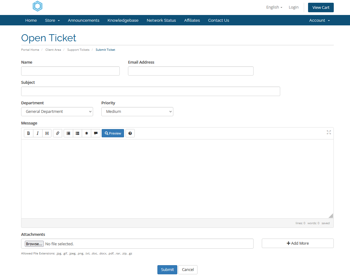 BlueVPS Contact Form