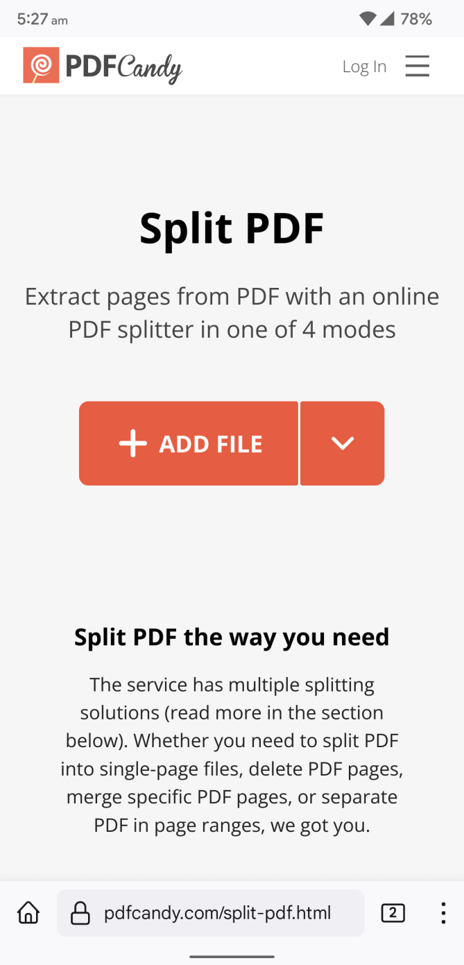 PDF Candy in Android 12 Device