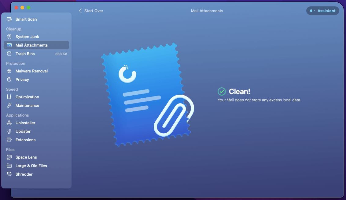 CleanMyMac Mail Attachments