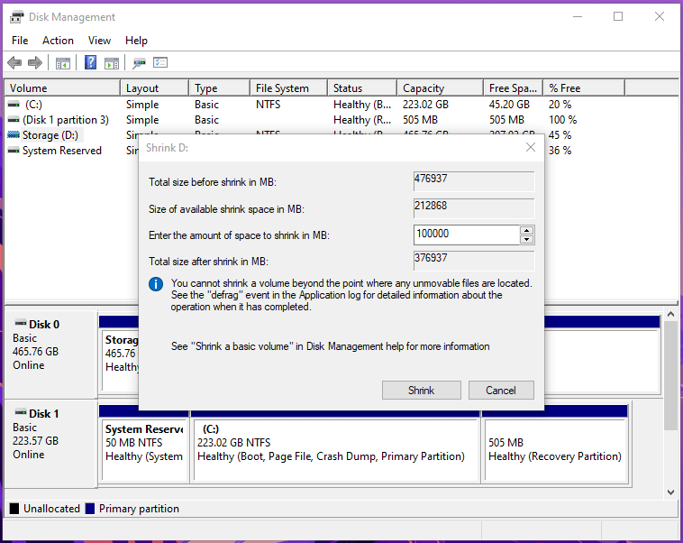 Create partitions on Windows 10 PC - 6