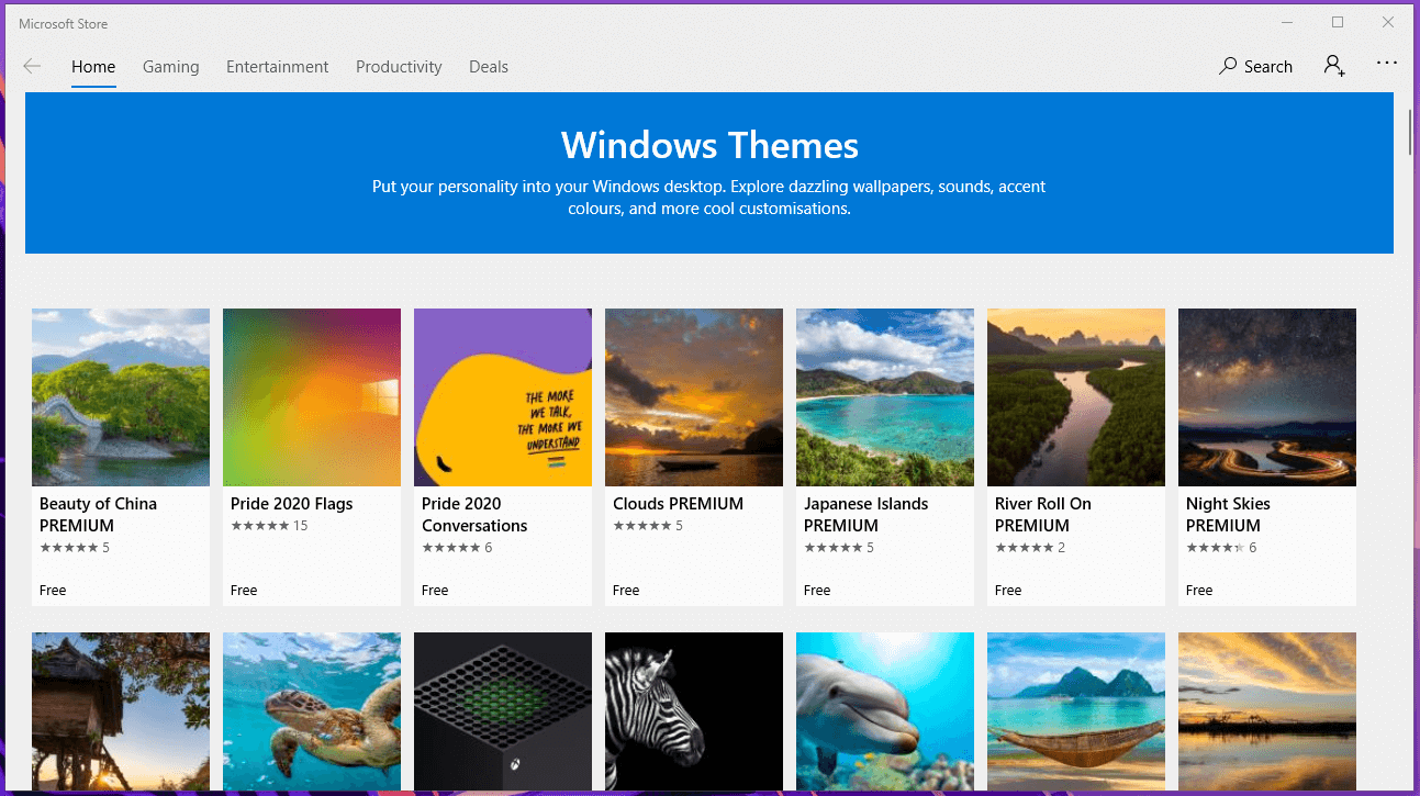 Windows 10 Theme in Store